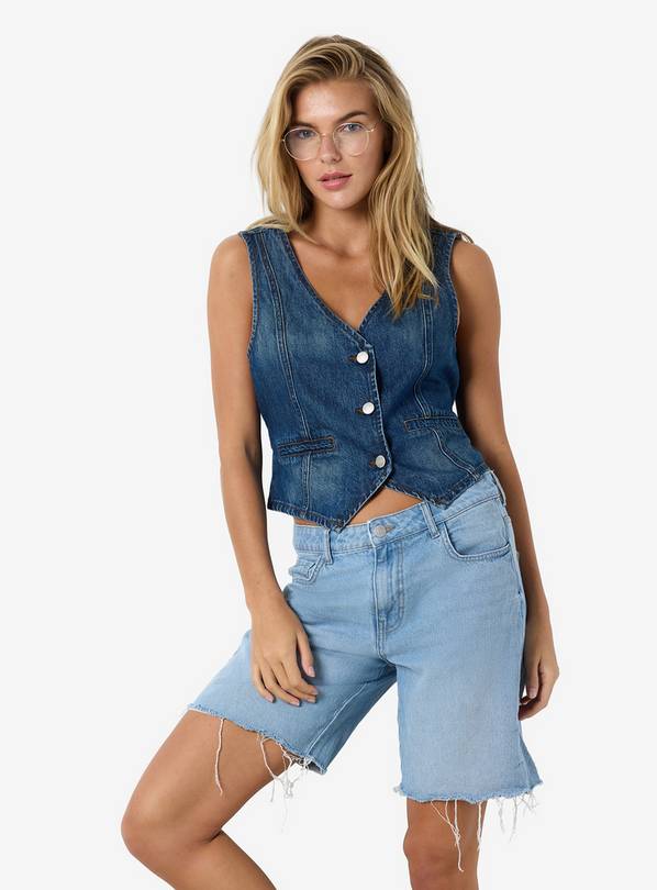 NOISY MAY Denim Vest With Button Closure XS/UK6